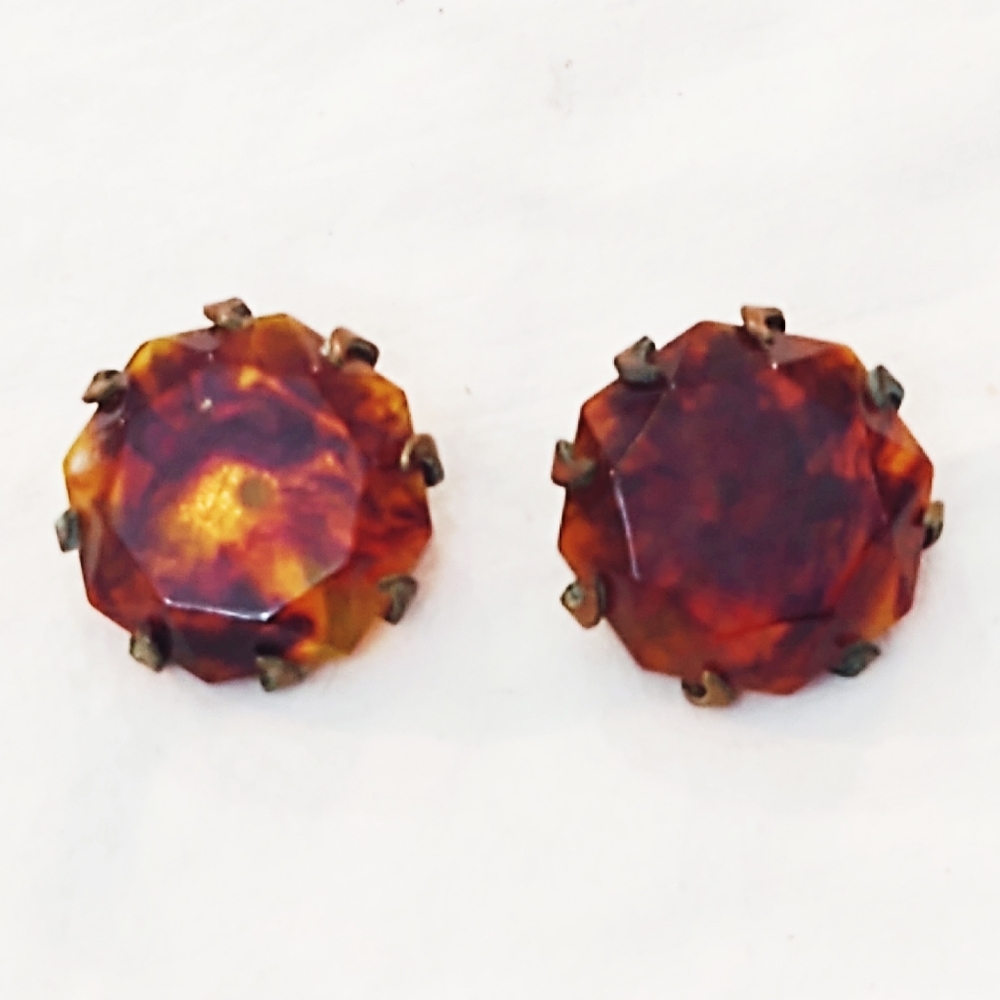 Vintage Root Beer Oversized Glass Earrings - Picture 2 of 6